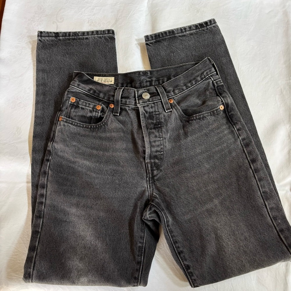 Levi's 501 Black Denim Straight Leg Jeans